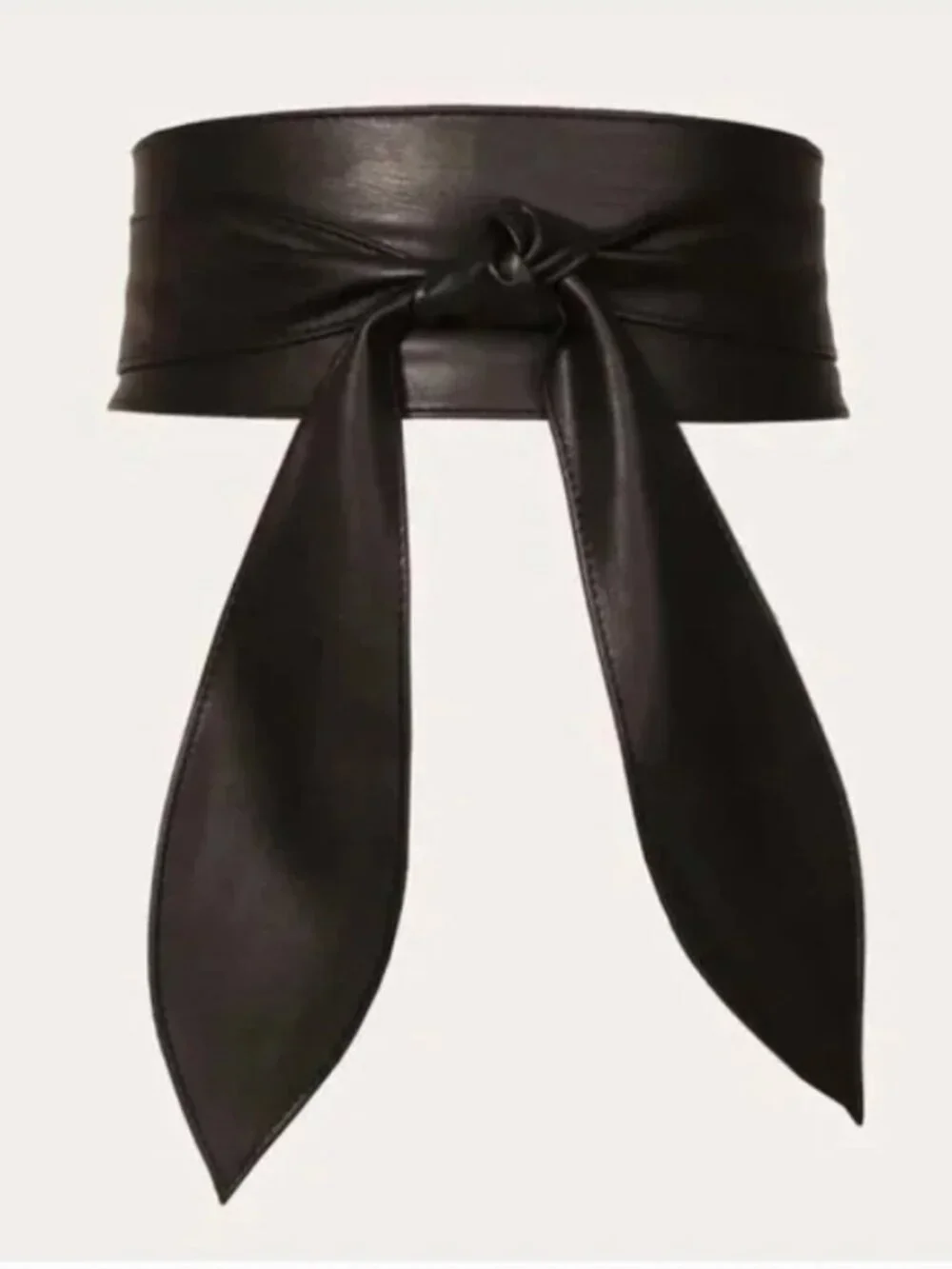 Black Vegan Leather Wrap Belt